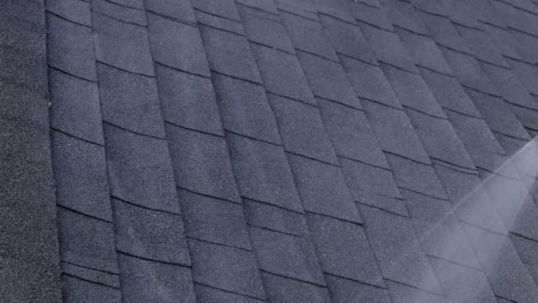 GoNano applied across dark asphalt shingles. The NuRoof Guys.